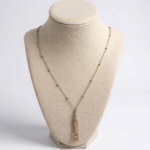 Ettika Gold Beaded Y-Shape Tassel‎ Necklace, NWT